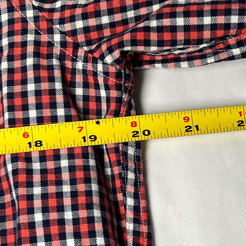 Retro Abercrombie Fitch Men M Red Navy White Gingham Plaid Button Cotton Y2K - Picture 7 of 8